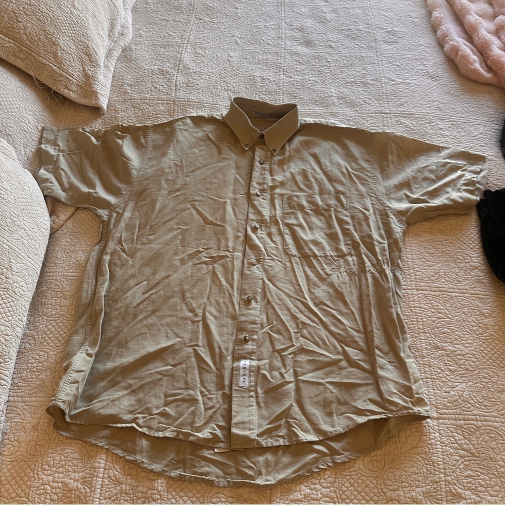 Process 2000 Savane Beige Linen Cotton Blend Men’s Button up Size Large Office